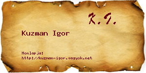 Kuzman Igor névjegykártya